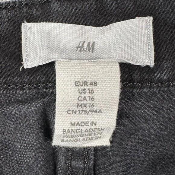 H&M Jeans Womens 16 Black Baggy Fit Dad Jeans Loose 90s Fit High Waist - Picture 3 of 9